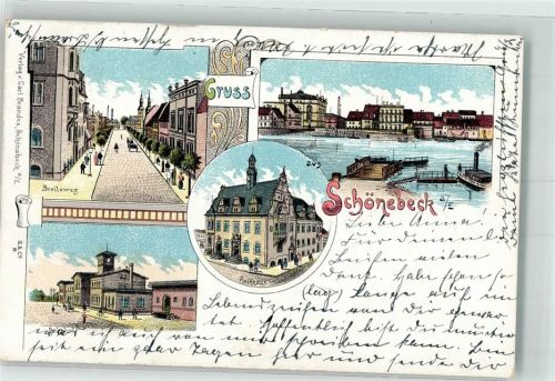 Schönebeck 1906 Breiteweg Rathaus Bahnhof