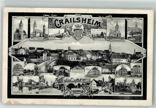 74564 W7180 Crailsheim 1908 Passepartout Mehrbildkarte Crailsheim