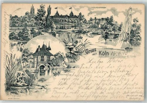 Köln Neustadt-Süd 102 1910 Verläufer Druck 1890 - 95 Volksgarten Gondelteich