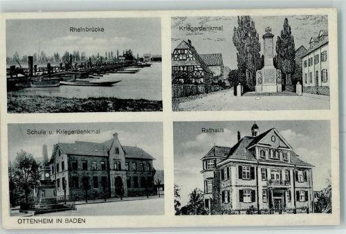 Ottenheim Rheinbrücke Kriegerdenkmal Schule Rathaus