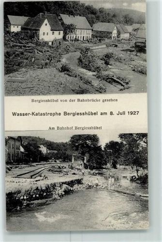Berggiesshübel Wasser-Katastrophe Von der Bahnbrücke gesehen Am Bahnhof