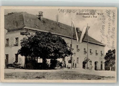 Bodenmais 1919 Gasthaus zur Post Fahnenmasten