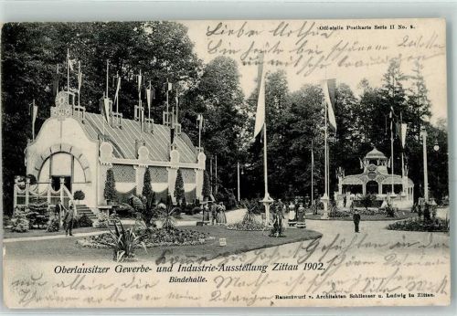 Zittau 1902 Bindehalle + Ausstellungsstempel