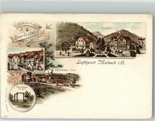 Beerfelden Verläufer Druck um 1890 Marbach Beerfeldener Galgen