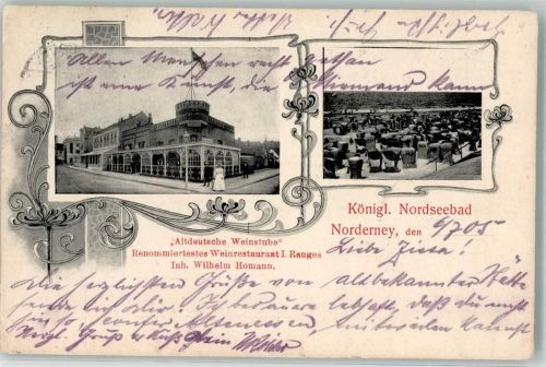 26548 W2982 Norderney 1905 - Altdeutsche Weinstube Strand Strandkörbe