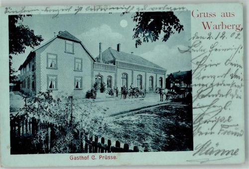 Warberg 1902 Gasthaus Prüsse Kutschen