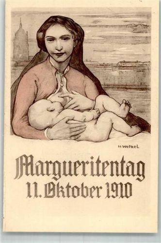 1910 Margeritentag Mutter und Kind sign. Wetzel H.