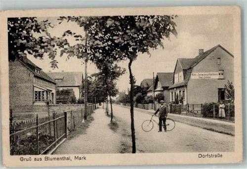 16909 O1931 Blumenthal b Pritzwalk - Dorfstraße Metzgerei Zimmer Bahnpost Rostock-Neustadt Zug 1360