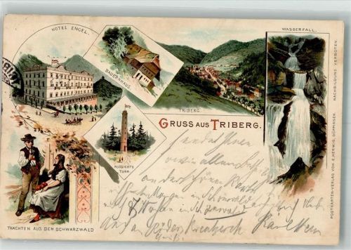 Triberg 1897 Schwarzwälder Trachten Bauernhaus Hotel Engel Wasserfall Aussichtsturm