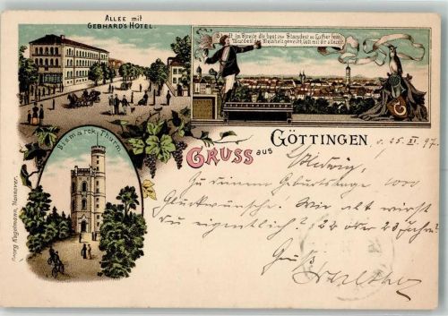 Göttingen 1897 Bismarck-Turm Hotel Gebhard Luther-Fest Eule
