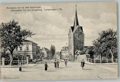 Bad Langensalza Um die alte Stadtmauer Jahrmarkter Tor sign. Thomasizek