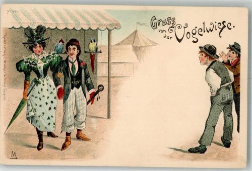 Dresden 1899 Verlag Einkler & Voigt Gruss von der Vogerlwiese Papagei