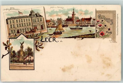 Leer Hotel zum Prinzen von Oranien Hafen mit Rathaus Kriegerdenkmal