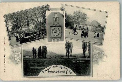 97070 W8700 Heidingsfeld 1909 - Gasthaus-Cafe Kiessling Gartenwirtschaft Fahrradfahrer Kinder
