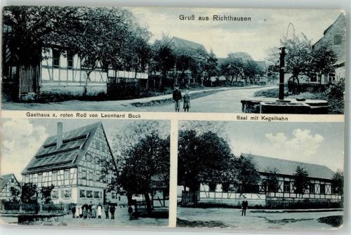 Winkelhaid 1918 Richthausen Dorfbrunnen Gasthaus zum roten Roß Saal