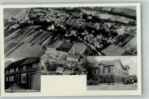 Höngeda Fliegeraufnahme Materialwaren Kott Gemeindegasthaus Fabrikgelände