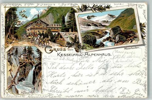 5710 Kaprun 1897 Lithographie Postkutsche Kesselfall Gasthaus
