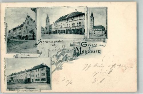 85368 W8052 Moosburg a d Isar 1899 - Schrannenplatz Mariensäule Johanneskirche