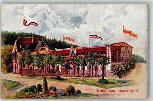 Pforzheim 1905 21. Verbandsschiessen zu Pforzheim 1905 Schützenhaus sign. Becken