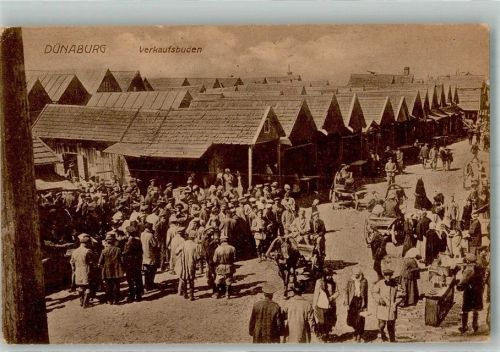 Dünaburg 1918 Feldpost WK I Marktszene Verkaufsbuden