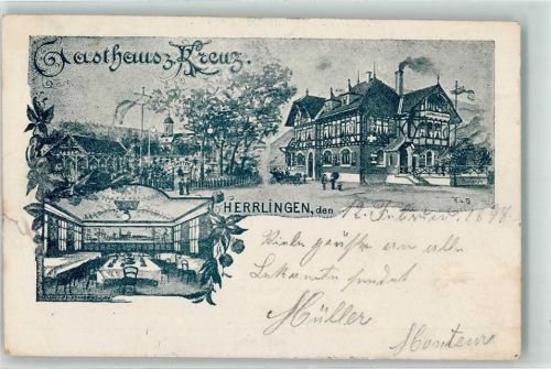 Herrlingen 1898 Gasthaus Kreuz Speisesaal