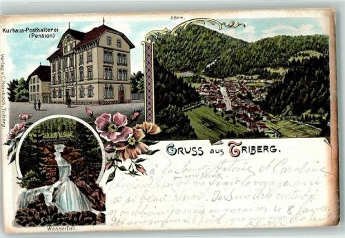 Triberg 1903 Kurhaus-Posthalterei Wasserfall