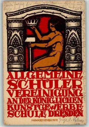 Dresden 1912 Schülervereinigung Kunstgewerbe Schule sign. Mönkenmeyer Erotik