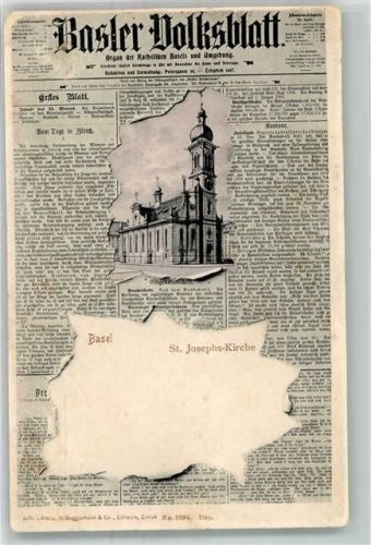 Basel Volksblatt Verlag Guggenheim Nr. 6394 durchbrochene Papierwand