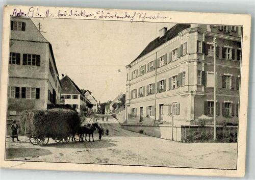 Burtenbach 1922 Hauptstraße Schulhaus Forsthaus Heufuhrwerk Inflationsporto 3 Reichsmark Foto AK Leichter Bug