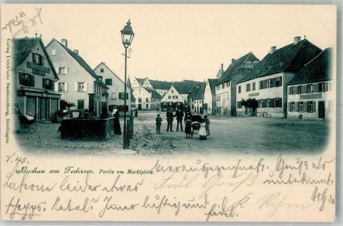 Bad Buchau 1898 Marktplatz Marktbrunnen Kinderwagen