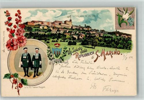 San Marino Trachten Lithographie