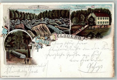 Felsberg 1897 Felsenmeer Gasthaus Forsthaus Felsberg Riesensäule