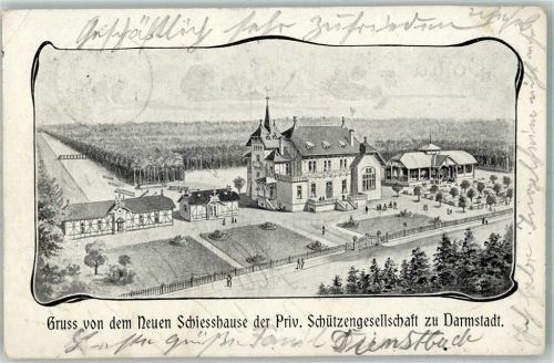 Darmstadt 1903 Neues Schießhaus der priv. Schützengesellschaft zu Darmstadt Passepartout
