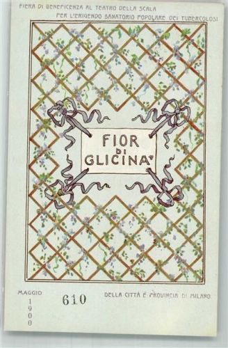 Milano Spenden Fior di Glicina Fierra di Beneficenza al teatro della Scala sanatorio popolare Tubercolos Motiv Italien 1900 Lithographie / Künstlerkarte