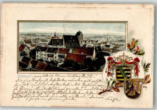 Borna 1901 Passepartoutkarte Borna Wappen Stadtwappen