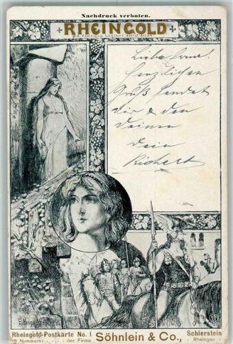 Schierstein 1903 Rheingold Postkarte Nr. 1 Werbung Sekt Söhnlein & Co