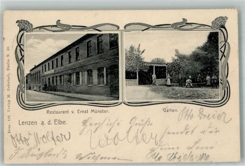 Lenzen 1905 Gasthaus Münster Garten