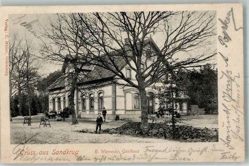 Sandkrug 1902 Gasthaus Warnecke Bahnpost Oldenburg-Osnabrück Zug 65