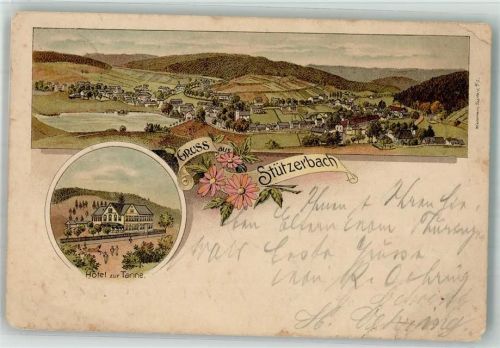 Stützerbach 1900 Lithographie Hotel zur Tanne