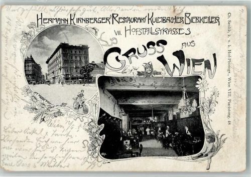 Wien 1900 Gasthaus Kulmbacher Bierkeller Hofstallstrasse 3