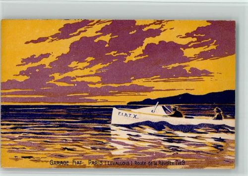 Paris Fiat Motorboot Werbung Plakative Kunst BOAKC