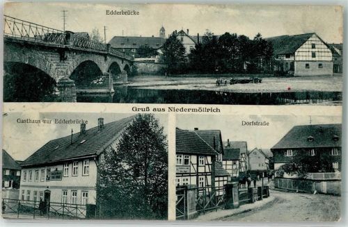 Niedermöllrich Gasthaus Zur Edderbrücke Dorfstraße Stempel Nachgebühr