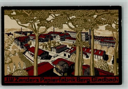 W5060 Bergisch Gladbach J.W. Zanders Papierfabrik Werbung Künstlersteindruck Jugendstil Plakative Kunst BOAKC