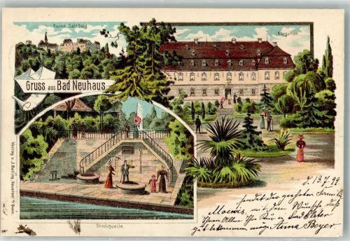 Bad Neuhaus 1899 Ruine Salzburg Trinkquelle Kurgarten
