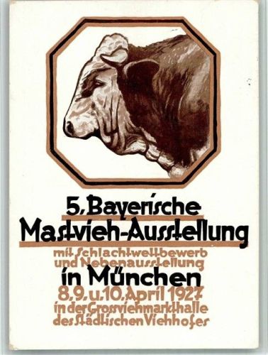 München 1927 5. Bayr. Mastvieh Ausstellung Landwirtschaft