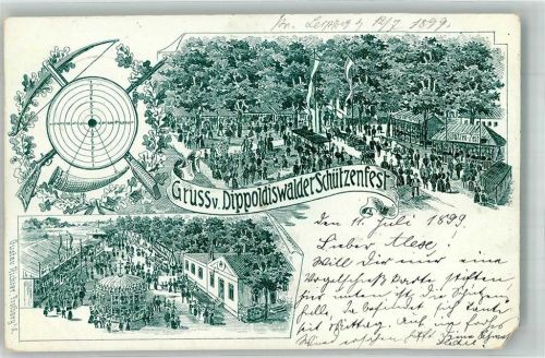 Dippoldiswalde 1899 Lithographie Dippoldiswalder Schützenfest Eckschaden