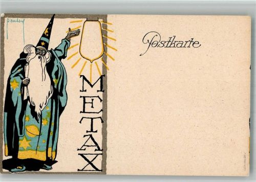 sign. Ernst Deutsch-Dryden Werbung Metax Lampe Zauberer Motivkarte