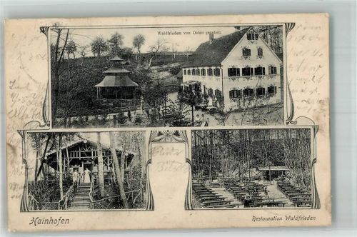 Hainhofen 1906 Gasthaus Waldfrieden Gartenwirtschaft