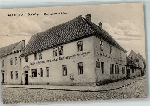 Allstedt 1921 Gasthaus zum goldenen Löwen Emailleschild
