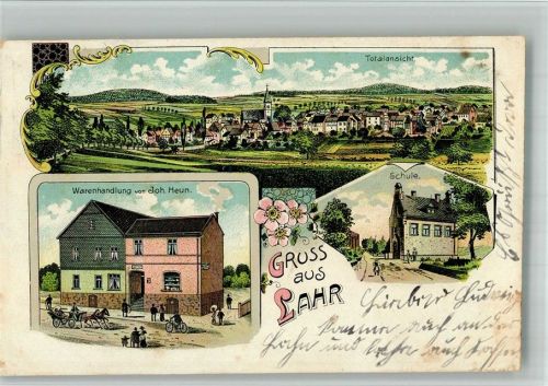 Lahr 1909 Lithographie Warenhandlung Heun Schule
